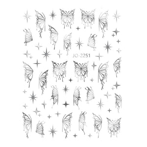 Silver Hollow Butterfly 3D Nail Stickers JO-2251 #06 Nail Art BORN PRETTY