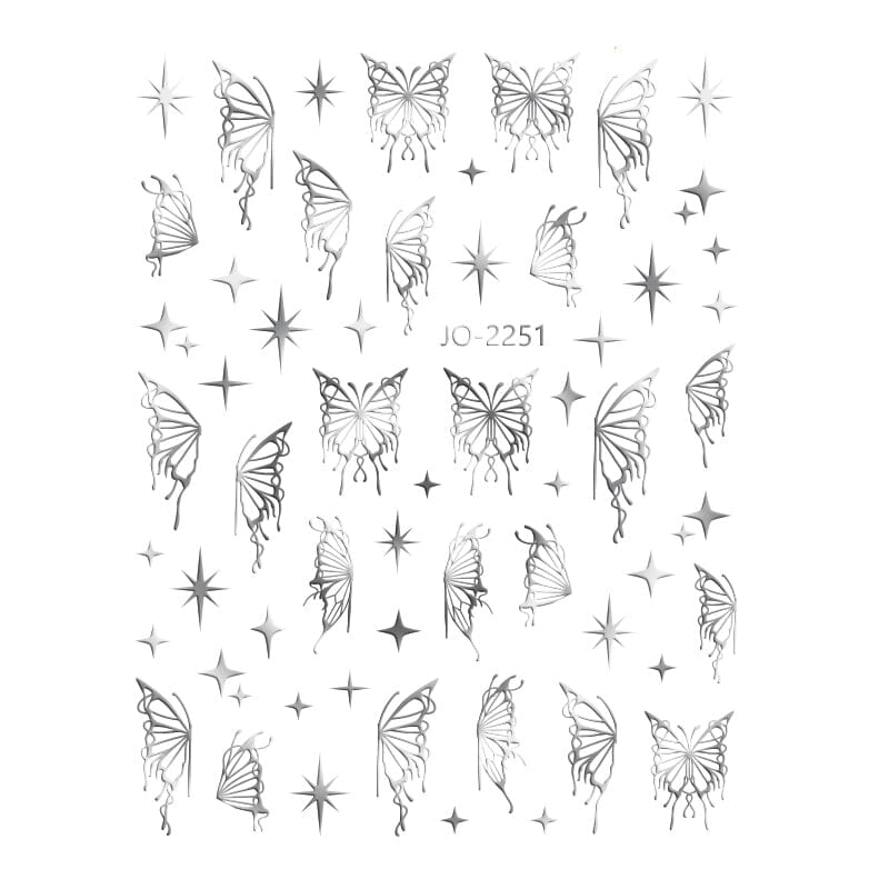 Silver Hollow Butterfly 3D Nail Stickers JO-2251 #06 Nail Art BORN PRETTY