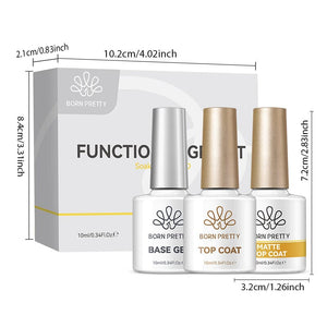 3pcs Base Top Coat Set 10ml Gel Nail Polish BORN PRETTY