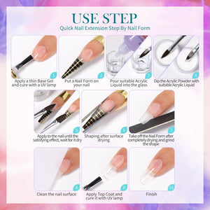 Acrylic Nail Kit 3 Colors White Pink Clear 30g Nail Powder BORN PRETTY