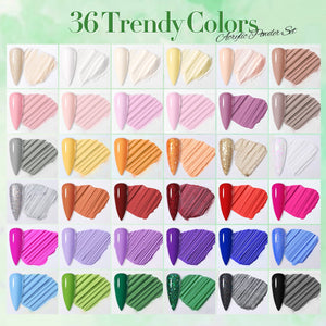 36 Colors Acrylic Nail Powder Set 10g Nail Powder BORN PRETTY