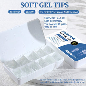 550pcs Full Cover Soft Gel Tips Nail Tips KOSKOE