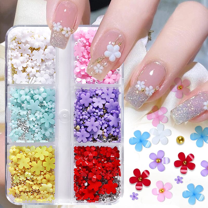 6 Grids Flowers 3D Nail Decoration Nail Decoration BORN PRETTY