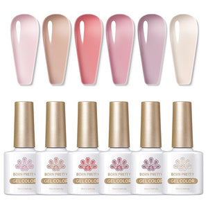 Nude Colors Jelly Gel Polish 10ml Gel Nail Polish BORN PRETTY 6 Colors Set
