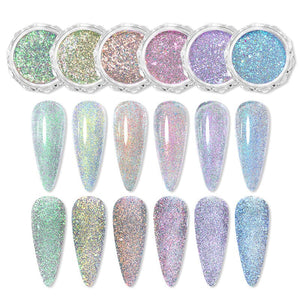 Auroras Reflective Giltter Nails Powder Nail Powder NICOLE DIARY 6 Colors