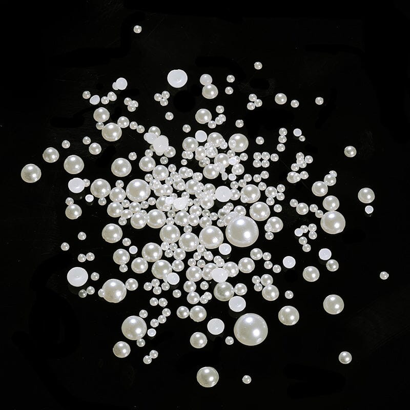 200pcs White Half Round Flat Bottom Pearls #01 Nail Art No Brand