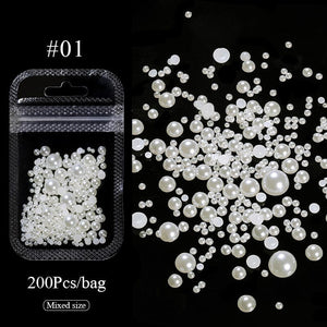 200pcs Half Round Flat Bottom Pearls Nail Art No Brand 01