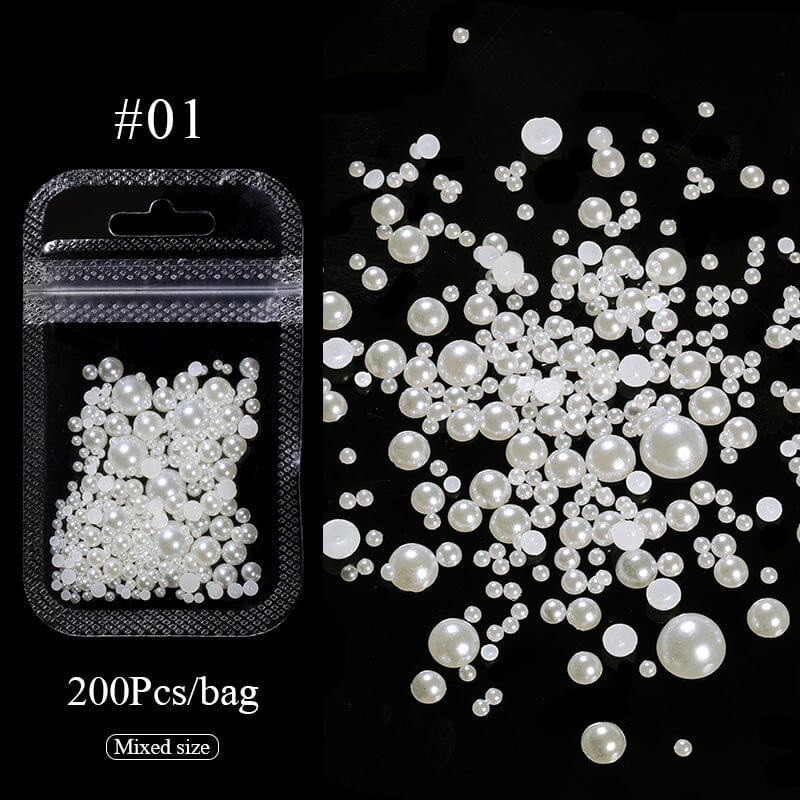 200pcs Half Round Flat Bottom Pearls Nail Art No Brand 01