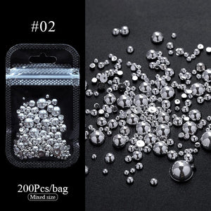 200pcs Half Round Flat Bottom Pearls Nail Art No Brand 02