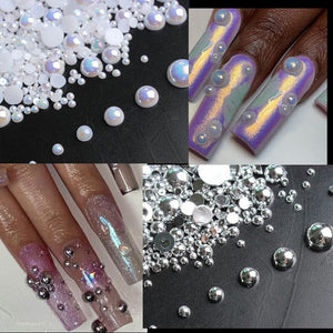200pcs Half Round Flat Bottom Pearls Nail Art No Brand