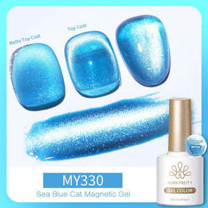 Crystal Cat Magnetic Gel MY330 Sea Blue 10ml Gel Nail Polish BORN PRETTY