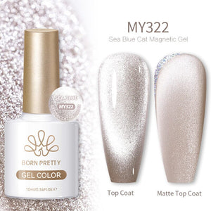 Crystal Cat Magnetic Gel MY322 Sea Blue 10ml Gel Nail Polish BORN PRETTY