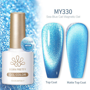 Crystal Cat Magnetic Gel MY330 Sea Blue 10ml Gel Nail Polish BORN PRETTY