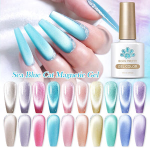 Sea Blue Cat Magnetic Gel Polish 10ml Gel Nail Polish BORN PRETTY