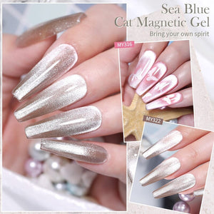 Crystal Cat Magnetic Gel MY323 Sea Blue 10ml Gel Nail Polish BORN PRETTY