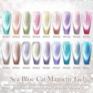 Crystal Cat Magnetic Gel MY322 Sea Blue 10ml Gel Nail Polish BORN PRETTY