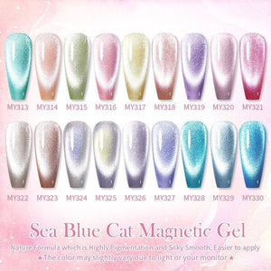 Crystal Cat Magnetic Gel MY327 Sea Blue 10ml Gel Nail Polish BORN PRETTY