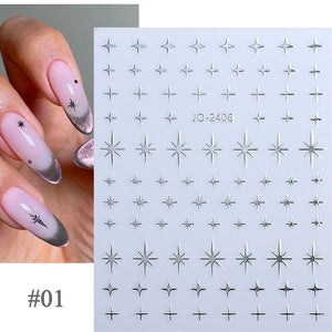 Star 3D Nail Sticker JO-2406 Silver Nail Art No Brand