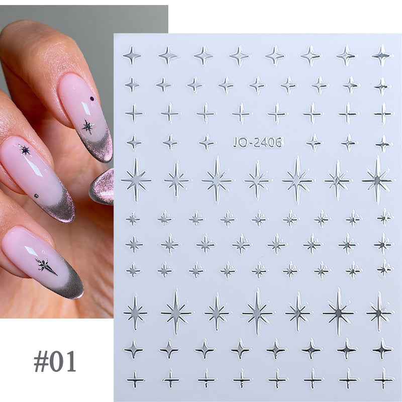 Star 3D Nail Sticker JO-2406 Silver