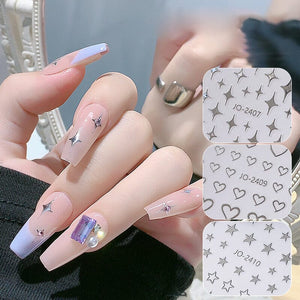 Star 3D Nail Sticker JO-2406 Silver Nail Art No Brand