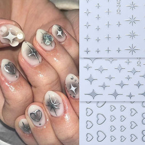 Star 3D Nail Sticker JO-2406 Silver Nail Art No Brand