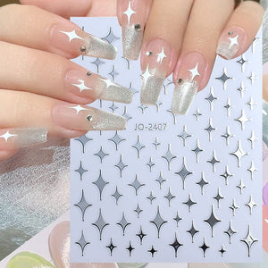 Star 3D Nail Sticker JO-2406 Silver Nail Art No Brand