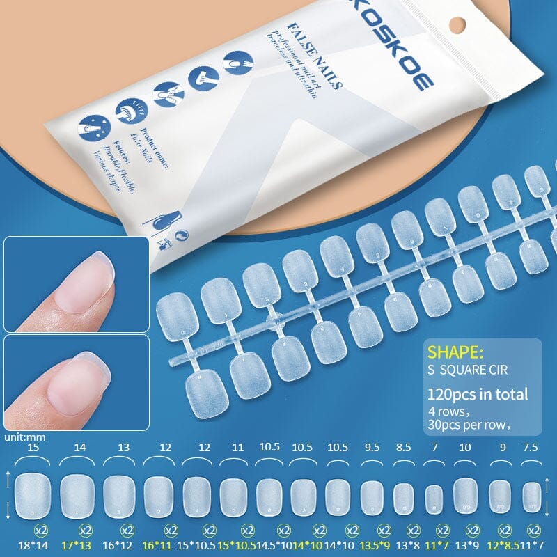 120pcs Short Square Round Matte Soft Gel Tips False Nails 04 Nail Tips KOSKOE