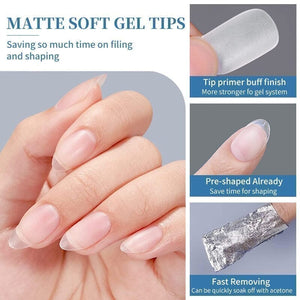120pcs Short Square Matte Soft Gel Tips False Nails 05 Nail Tips KOSKOE