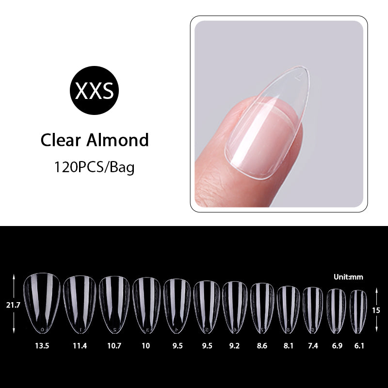 120pcs Almond Transparent False Nail Tips
