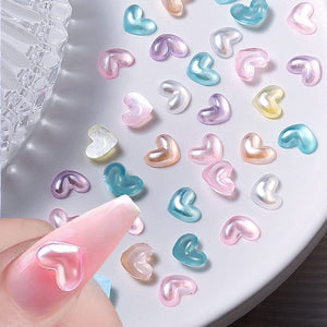 50Pcs Resin Heart 3D Nail Decoration Random Color Nail Decoration No Brand