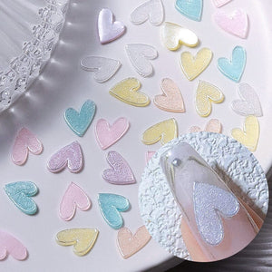 50Pcs Resin Pearl Flatbottom 3D Nail Decoration Heart Butterfly Bowknot Random Color Mixed Nail Decoration No Brand