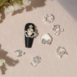 Butterfly Heart Metal Rhinestones Pearl Nail Decoration Nail Decoration No Brand