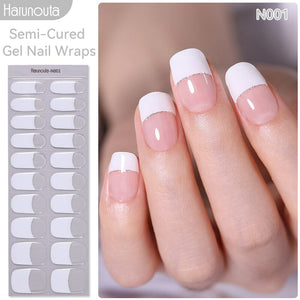 20 Tips Semi-Cured Gel Nail Strips N001-N020 Nail Sticker Harunouta N001