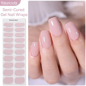 20 Tips Semi-Cured Gel Nail Strips N001-N020 Nail Sticker Harunouta N013