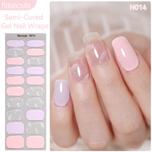 20 Tips Semi-Cured Gel Nail Strips N001-N020 Nail Sticker Harunouta