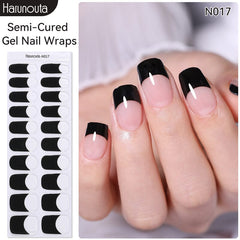 20 Tips Semi-Cured Gel Nail Strips N001-N020 Nail Sticker Harunouta N017