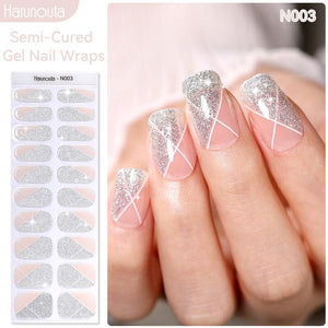 20 Tips Semi-Cured Gel Nail Strips N001-N020 Nail Sticker Harunouta N003