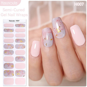 20 Tips Semi-Cured Gel Nail Strips N001-N020 Nail Sticker Harunouta N007
