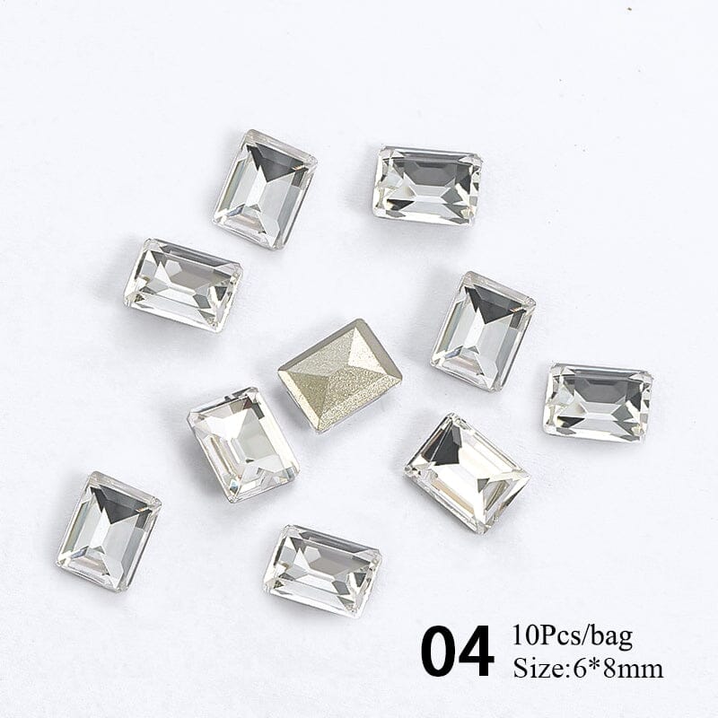 10pcs #04 6*8mm Transparent Irregular-Shaped Rhinestones Nail Art No Brand