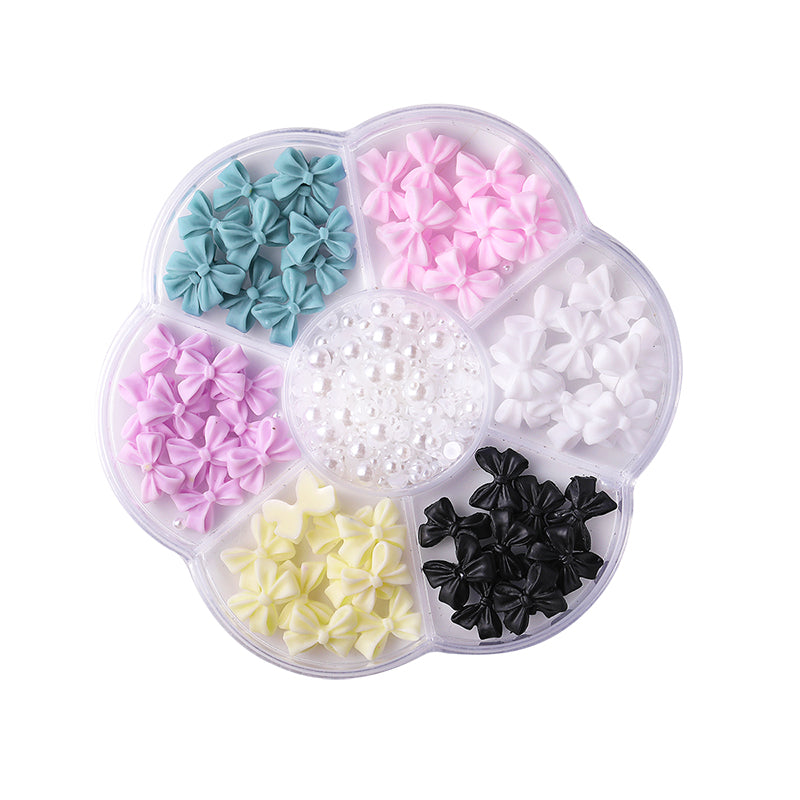 7 Grids 3D Decorations Bowknot Pearls #05