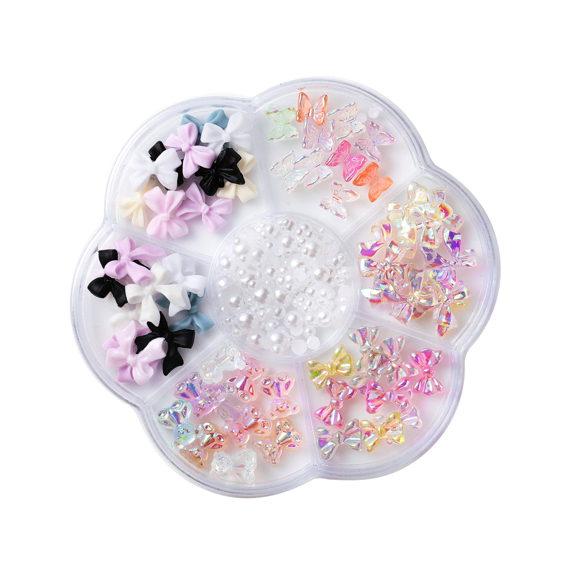 7 Grids 3D Decorations Bowknot Pearls #08