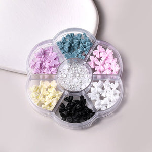 7 Grids 3D Decorations Bowknot Pearls #05 Nail Art No Brand