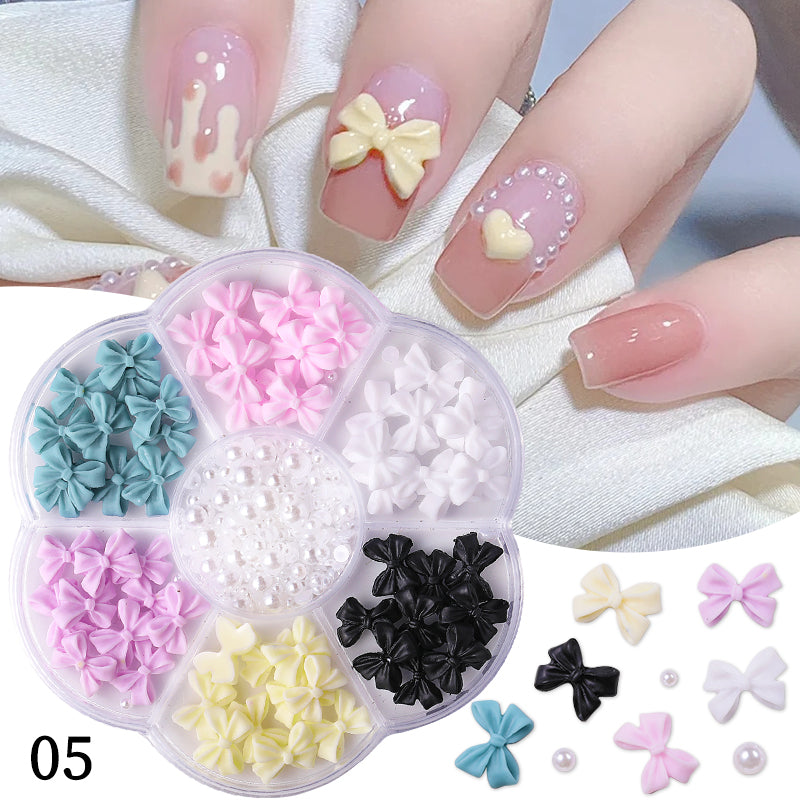 7 Grids 3D Decorations Bowknot Pearls #05