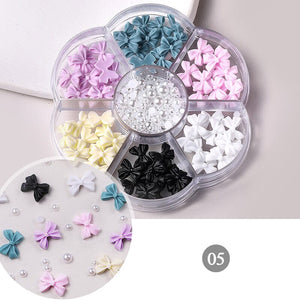 7 Grids 3D Decorations Bowknot Pearls #05 Nail Art No Brand