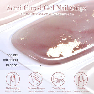 20 Tips Semi-Cured Gel Nail Strips N021-N040 Nail Sticker Harunouta