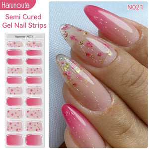 20 Tips Semi-Cured Gel Nail Strips N021-N040 Nail Sticker Harunouta N021