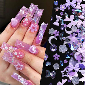 100pcs Colorful Bowknot Flowers 3D Nail Decorations Nail Art No Brand