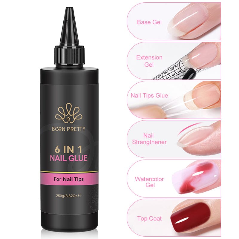 6 in 1 Nail Glue Gel Clear 250g Gel Nail Polish BORN PRETTY