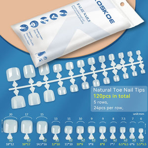 120pcs Toe Nail Tips Nail Tips KOSKOE Nature