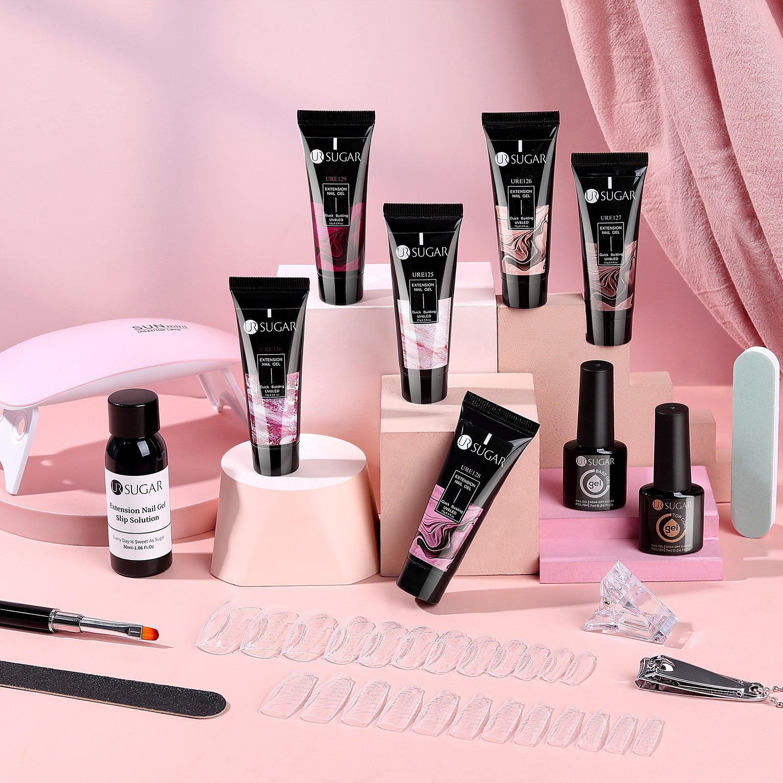 6 Colors Extension Nail Gel Starter Kit Flexible Rose 15ml